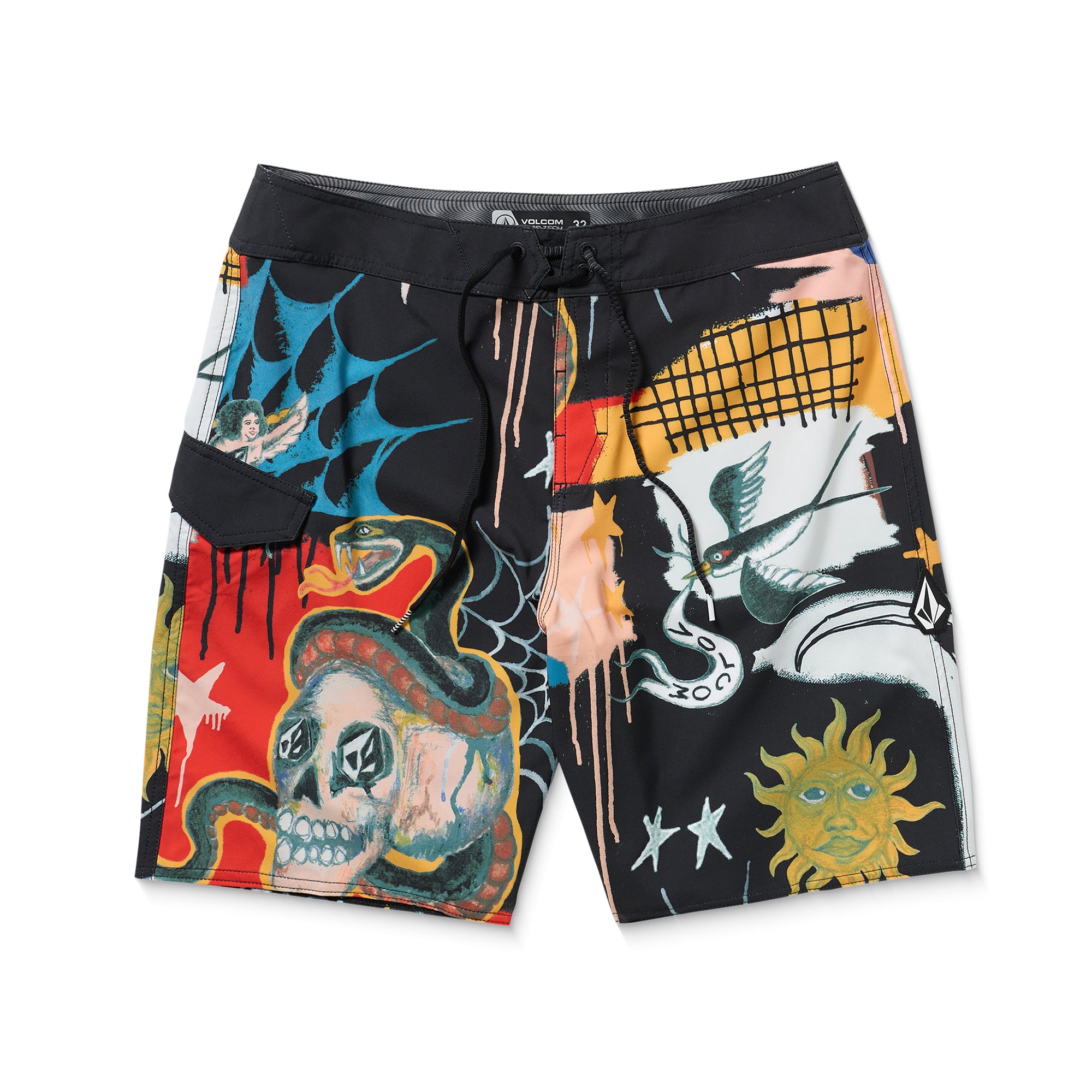 Bañador Volcom estampado con calavera y cintura fija