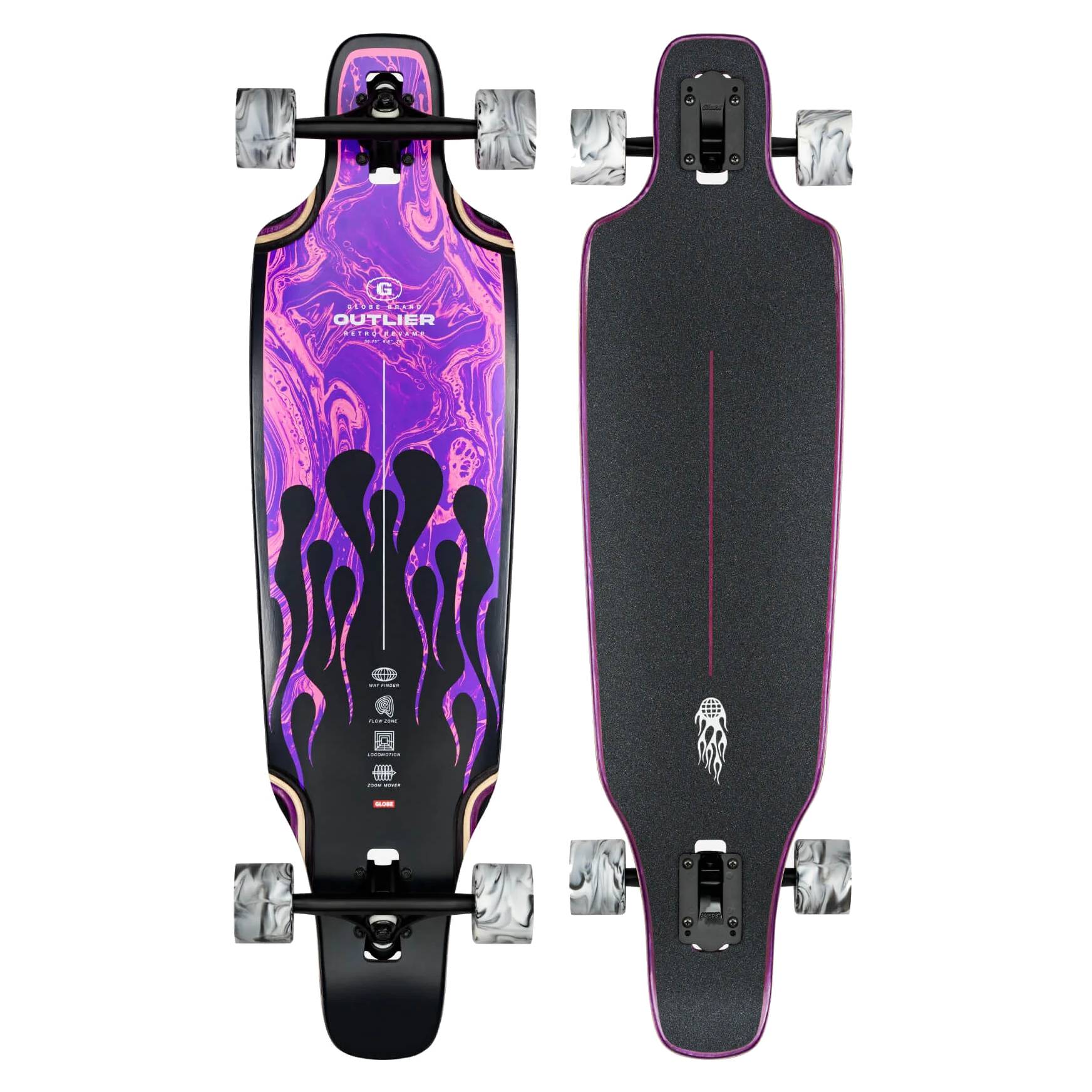 Longboard Globe Outlier Purple Flames 36"