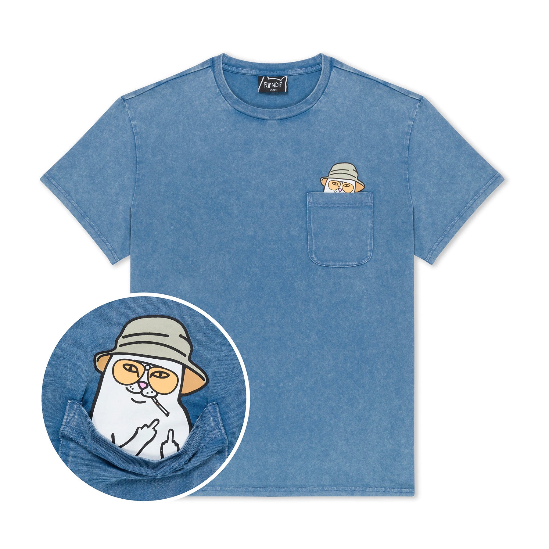 Camiseta Ripndip Nermal S Thompson Pocket Slate Mineral Wash