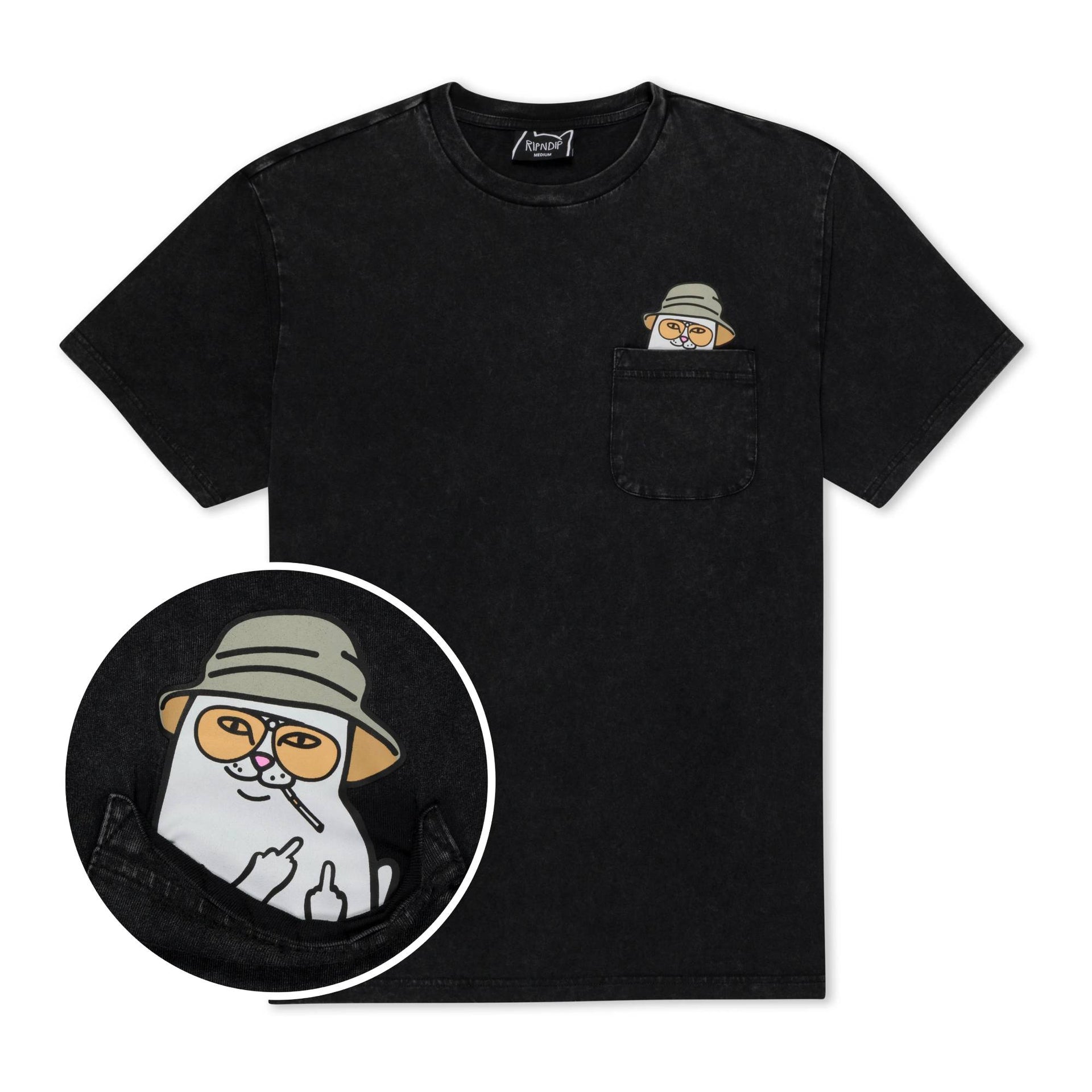 Camiseta Ripndip Nermal S Thompson Pocket Black Mineral Wash