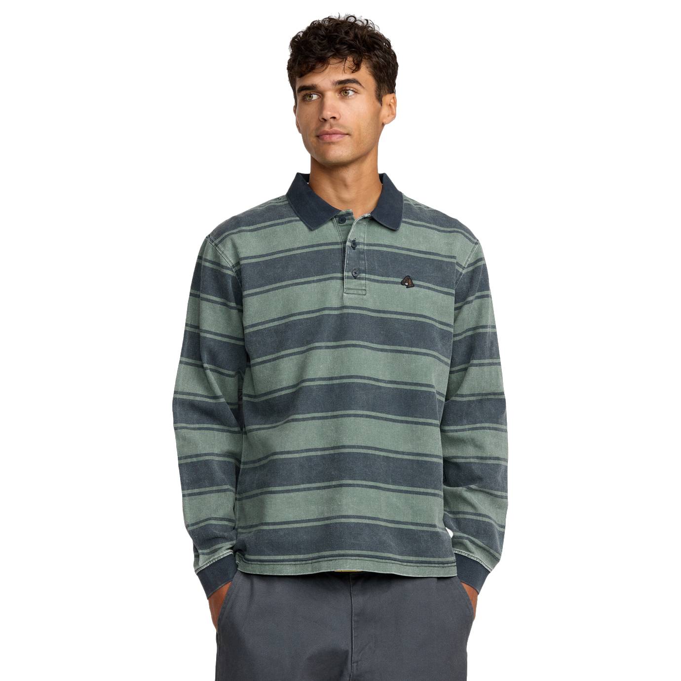 Polo Manga Larga RVCA Ksl Balsam Green