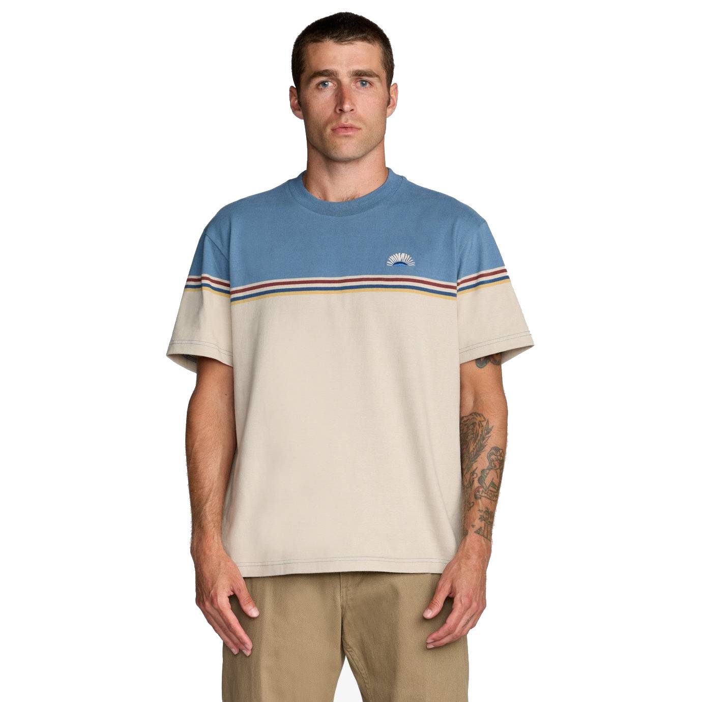 Camiseta RVCA Pismo Stripe Light Khaki