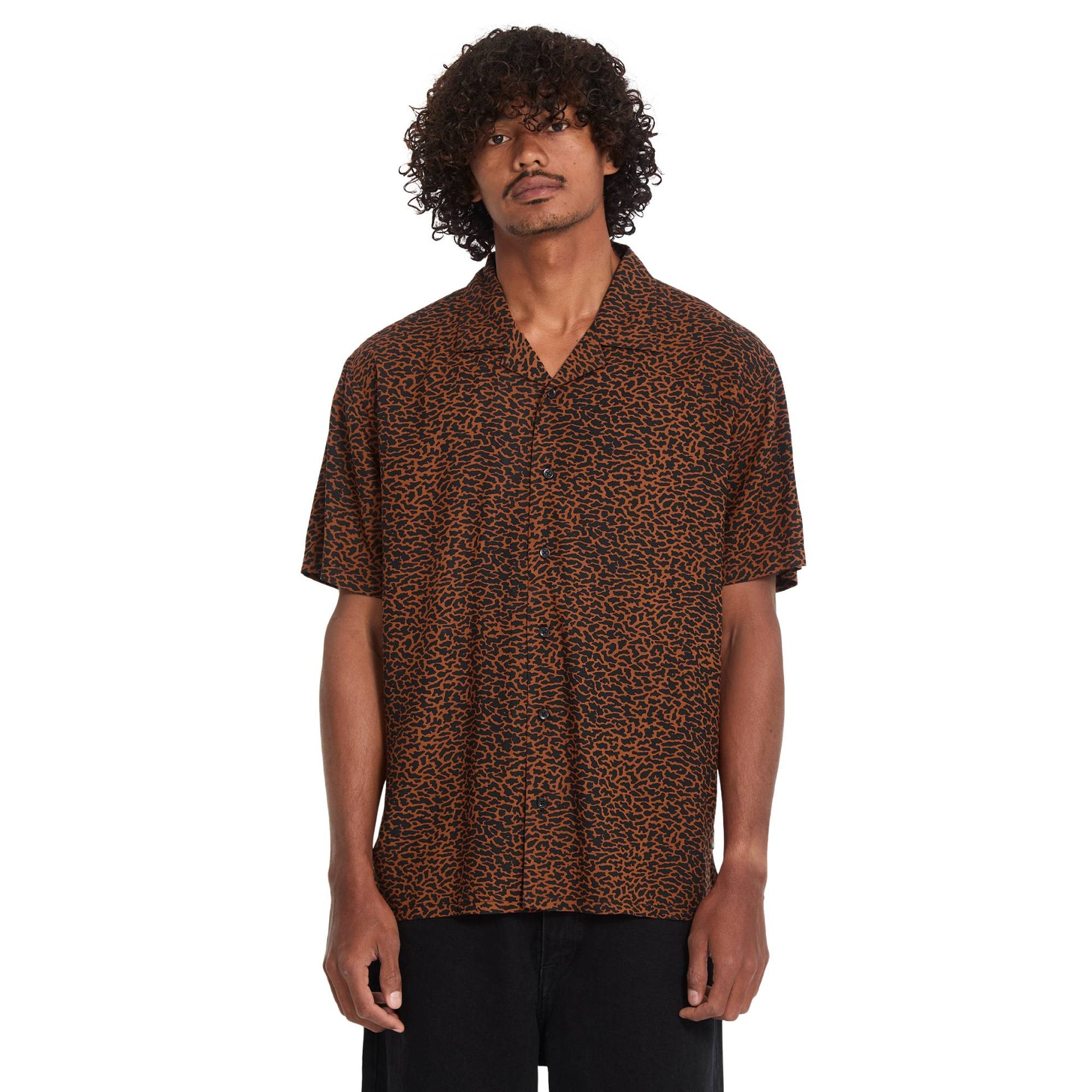 Camisa Volcom Utopias Print Brown Horn