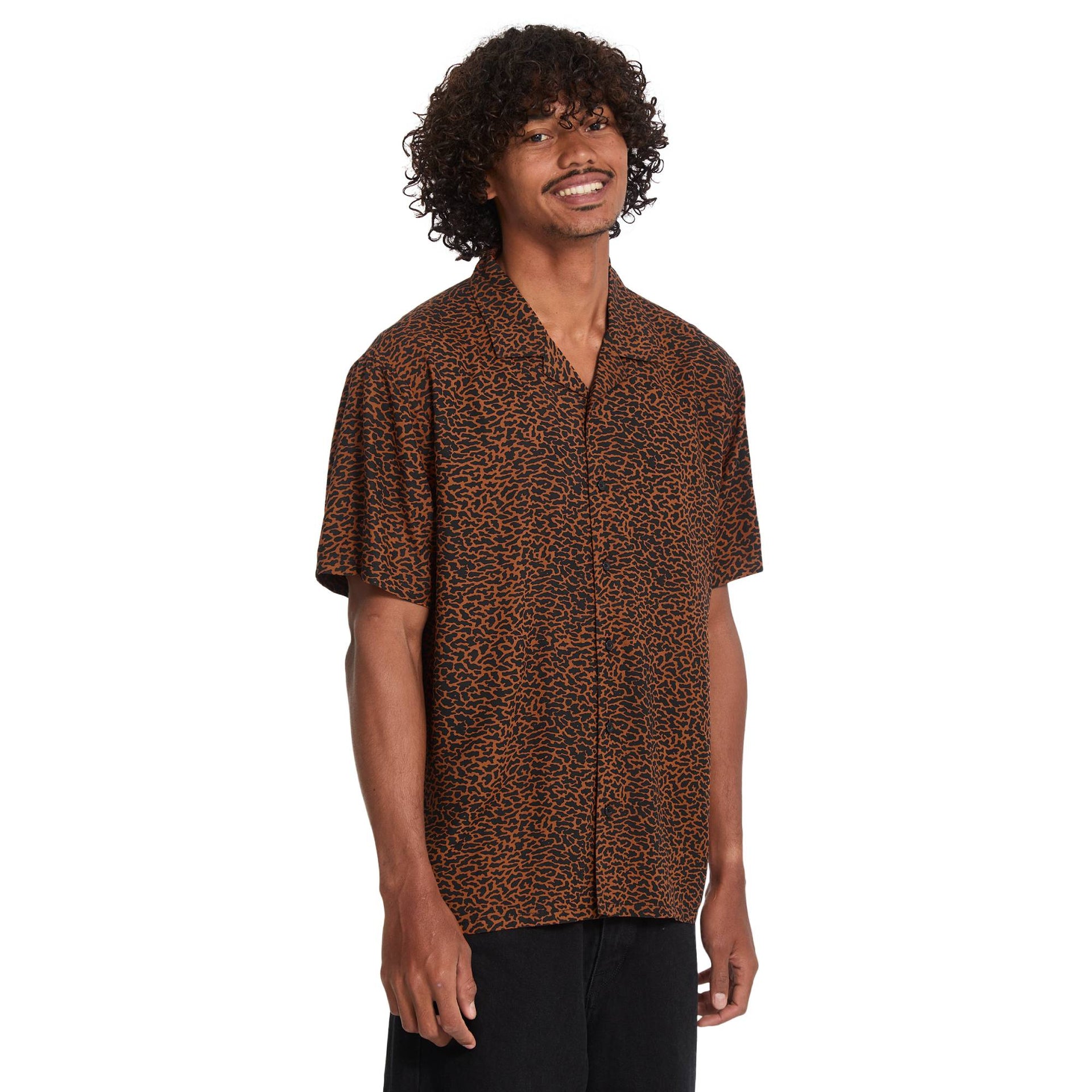 Camisa Volcom Utopias Print Brown Horn