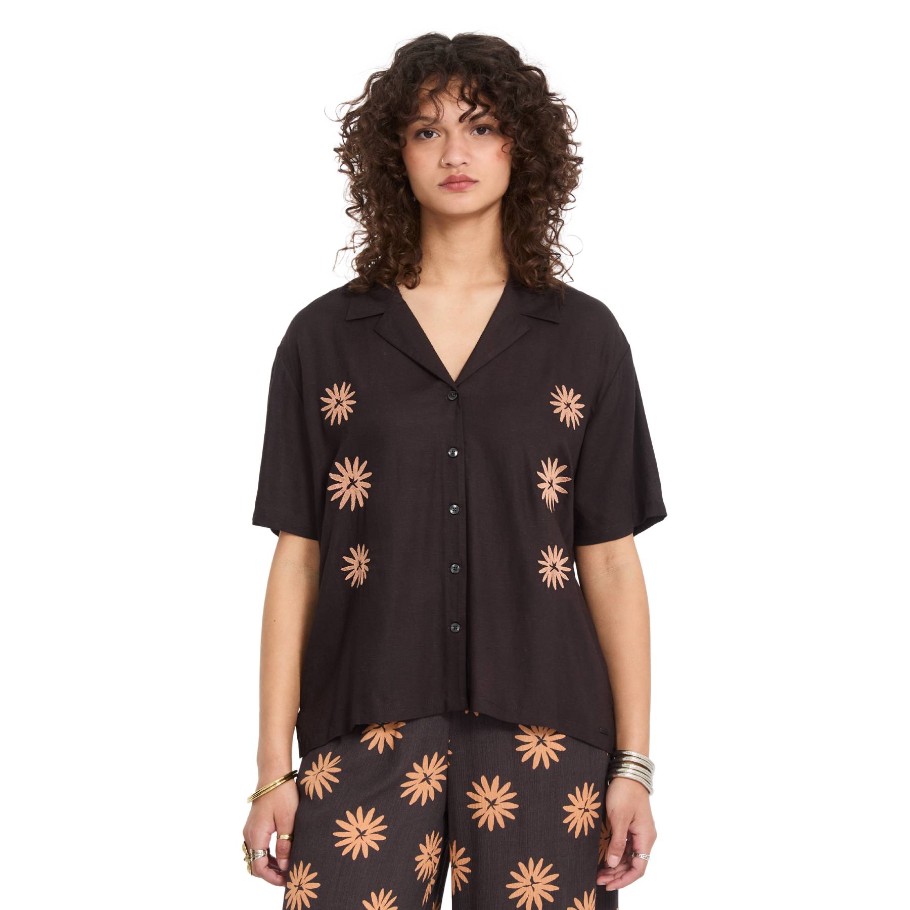 Camisa Volcom Midnite Ramble Top Vintage Black