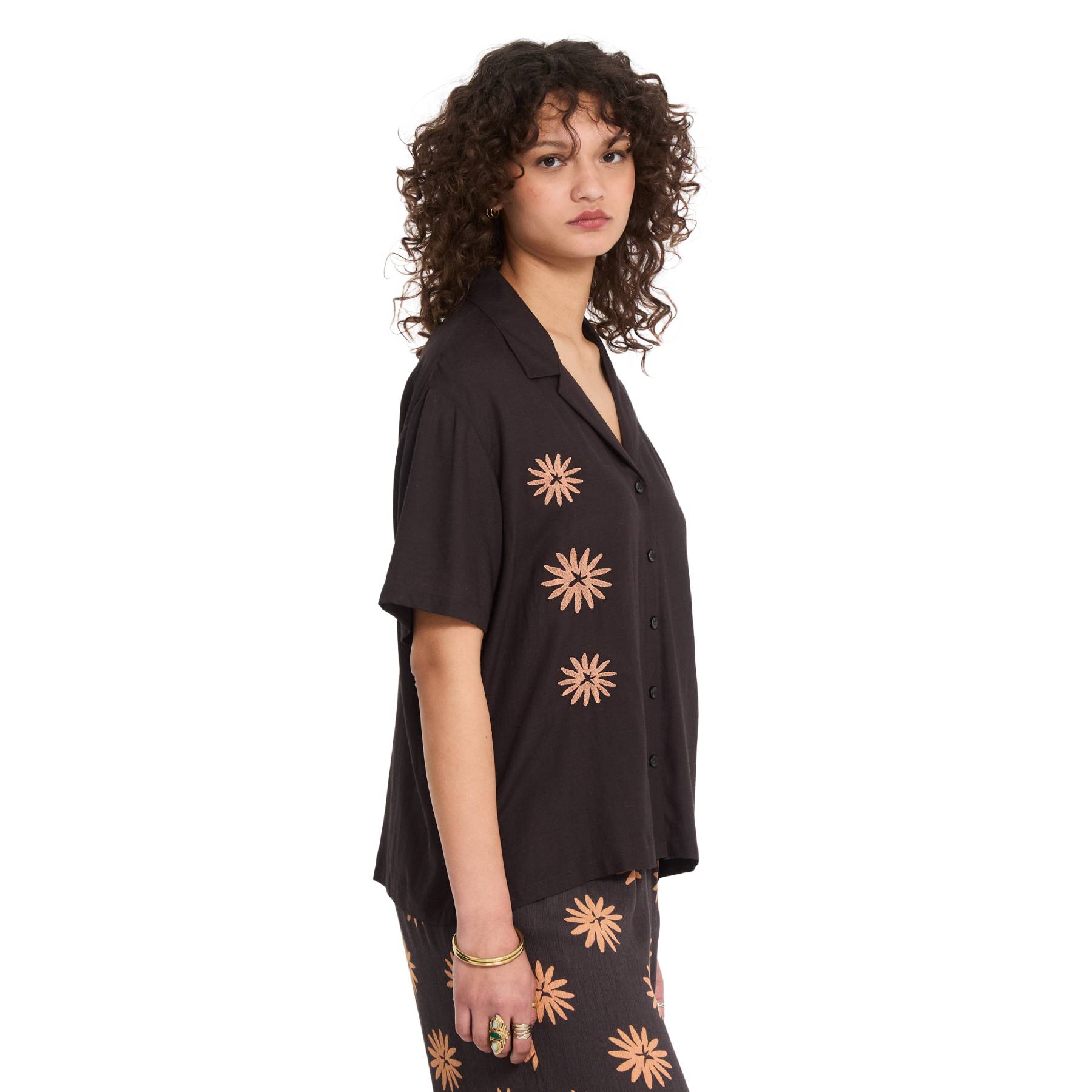 Camisa Volcom Midnite Ramble Top Vintage Black