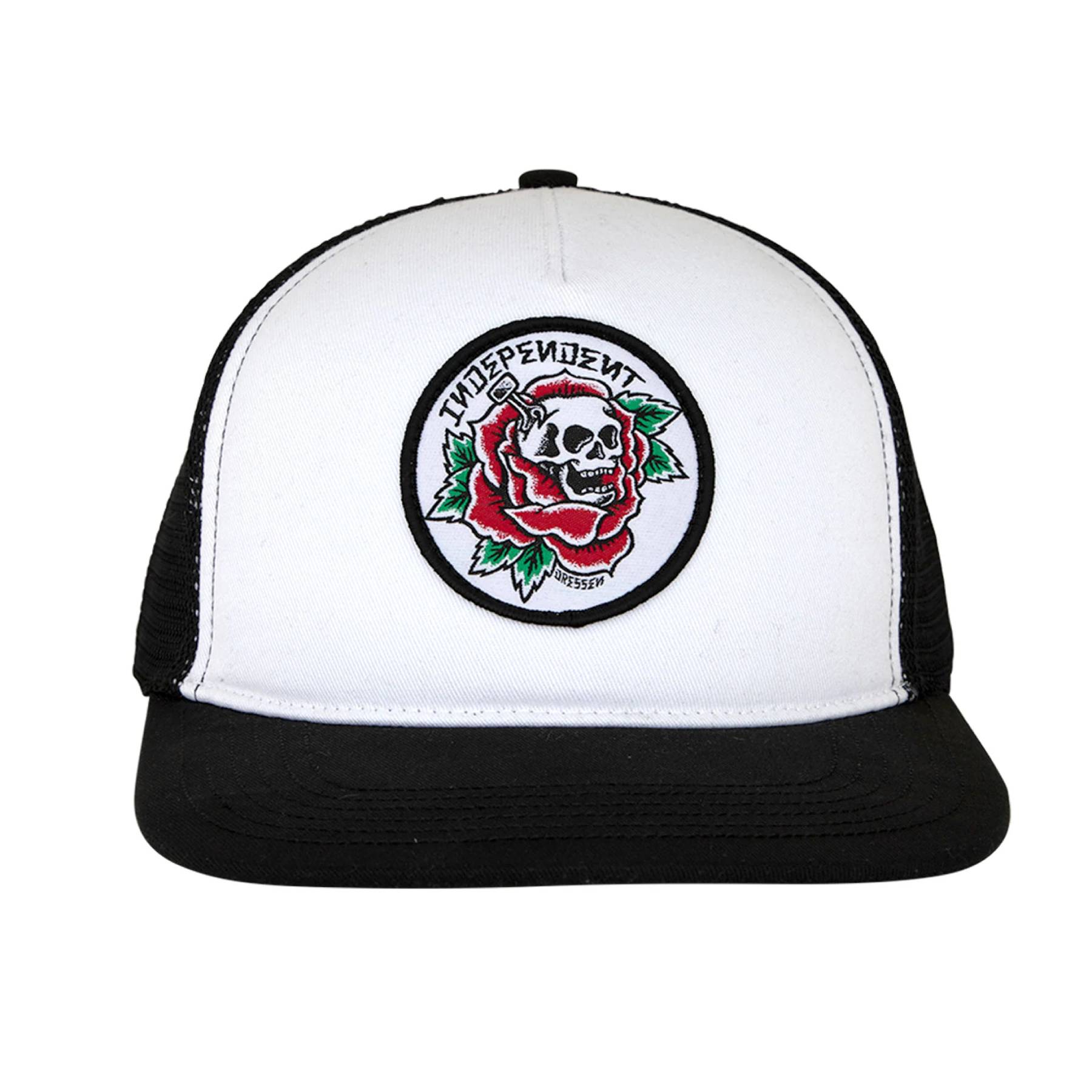 Gorra Independent Dressen Skull Rose White Black