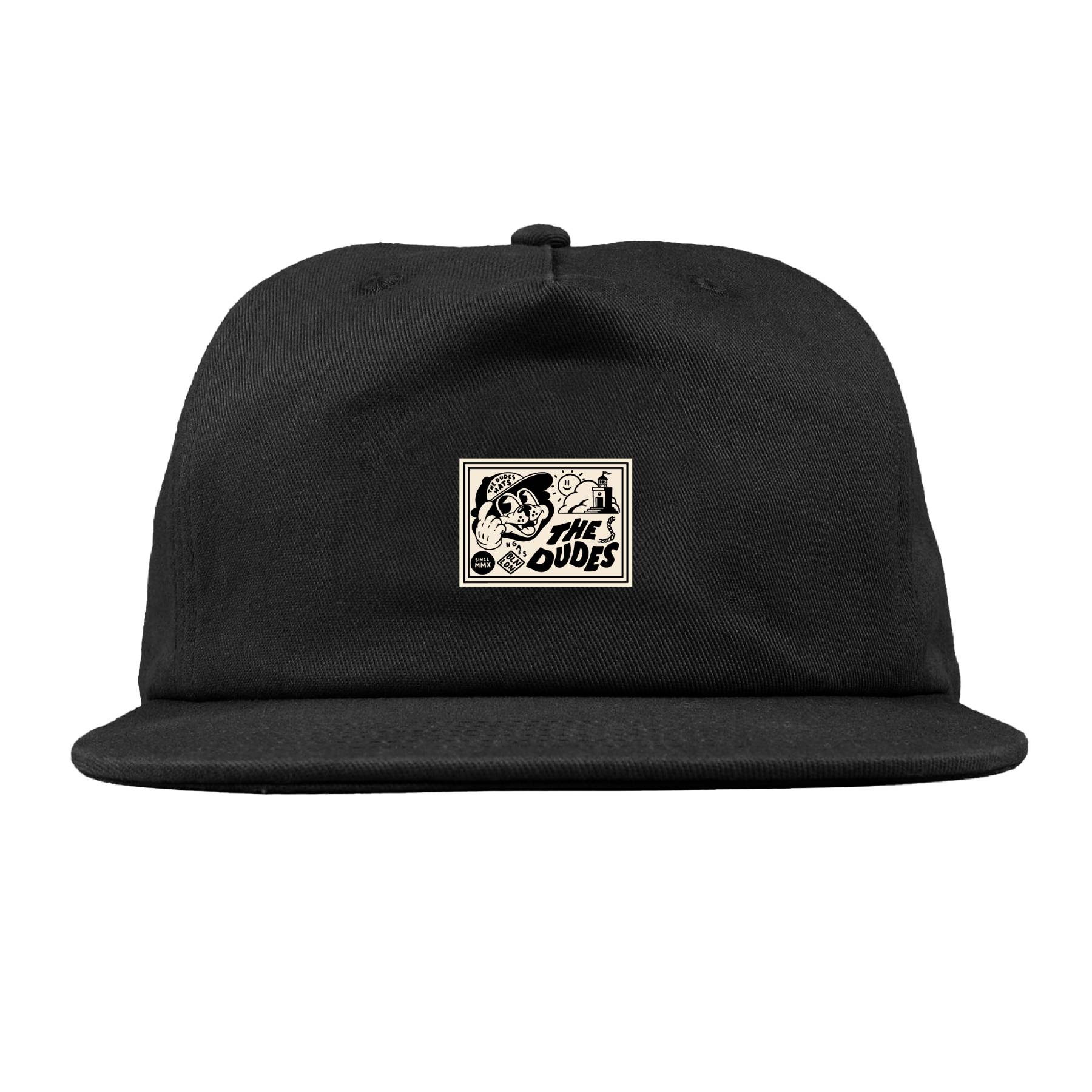 Gorra The Dudes Factory Label Unstructured 5 Panel Black