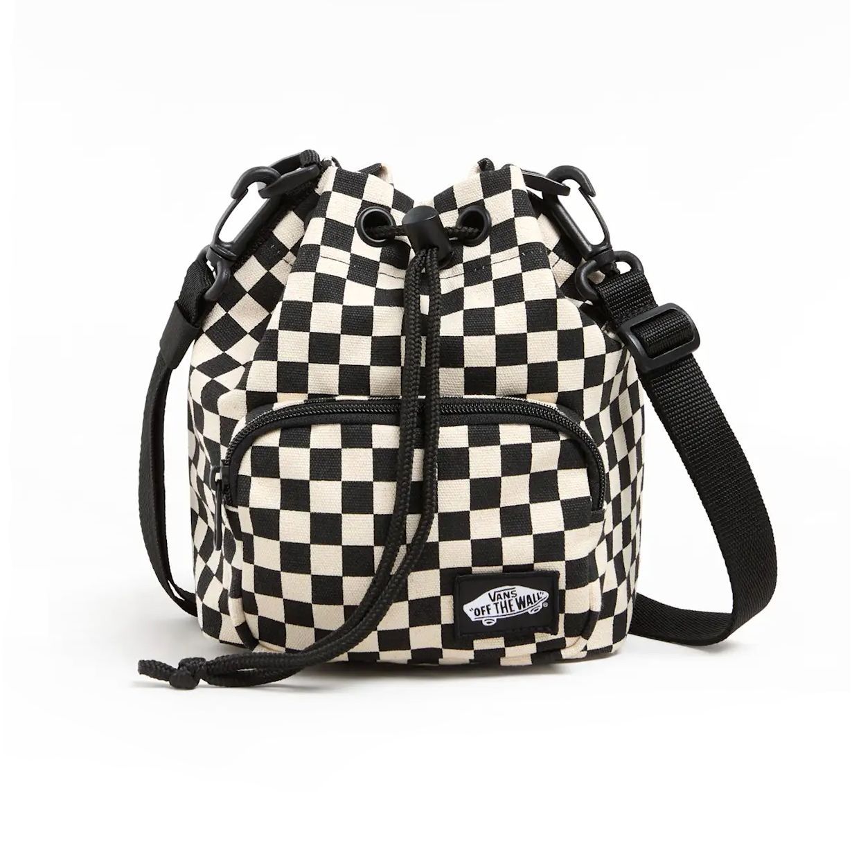 Bolsito de Vans a cuadros blancos y negros.