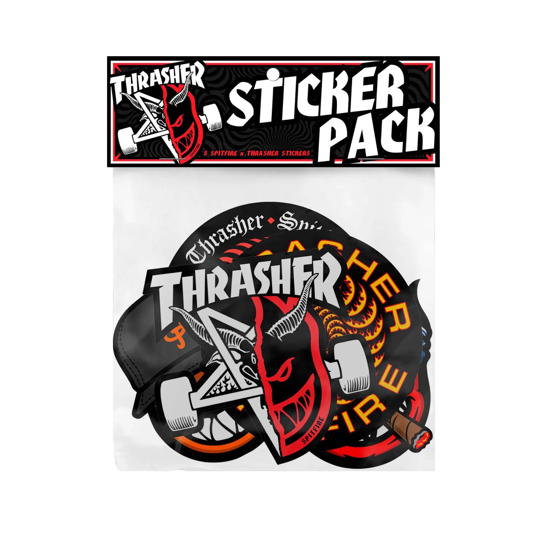 Pack 5 Pegatinas Thrasher X Spitfire