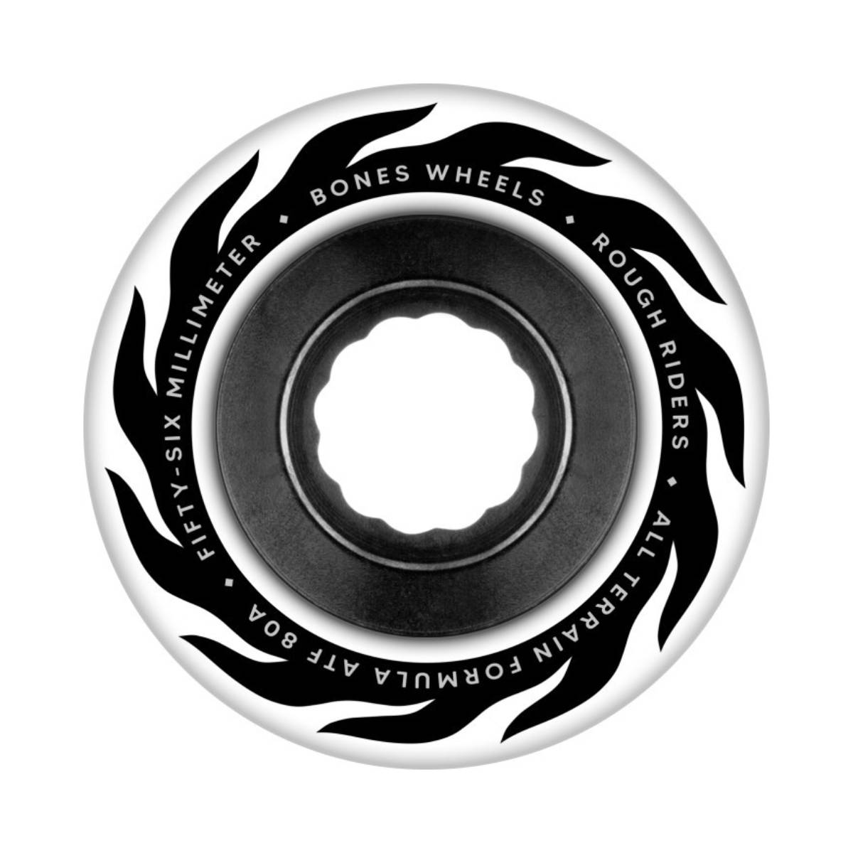 Ruedas Skate Bones Rough Riders Eternal Flame White 56mm 80A Pack 4