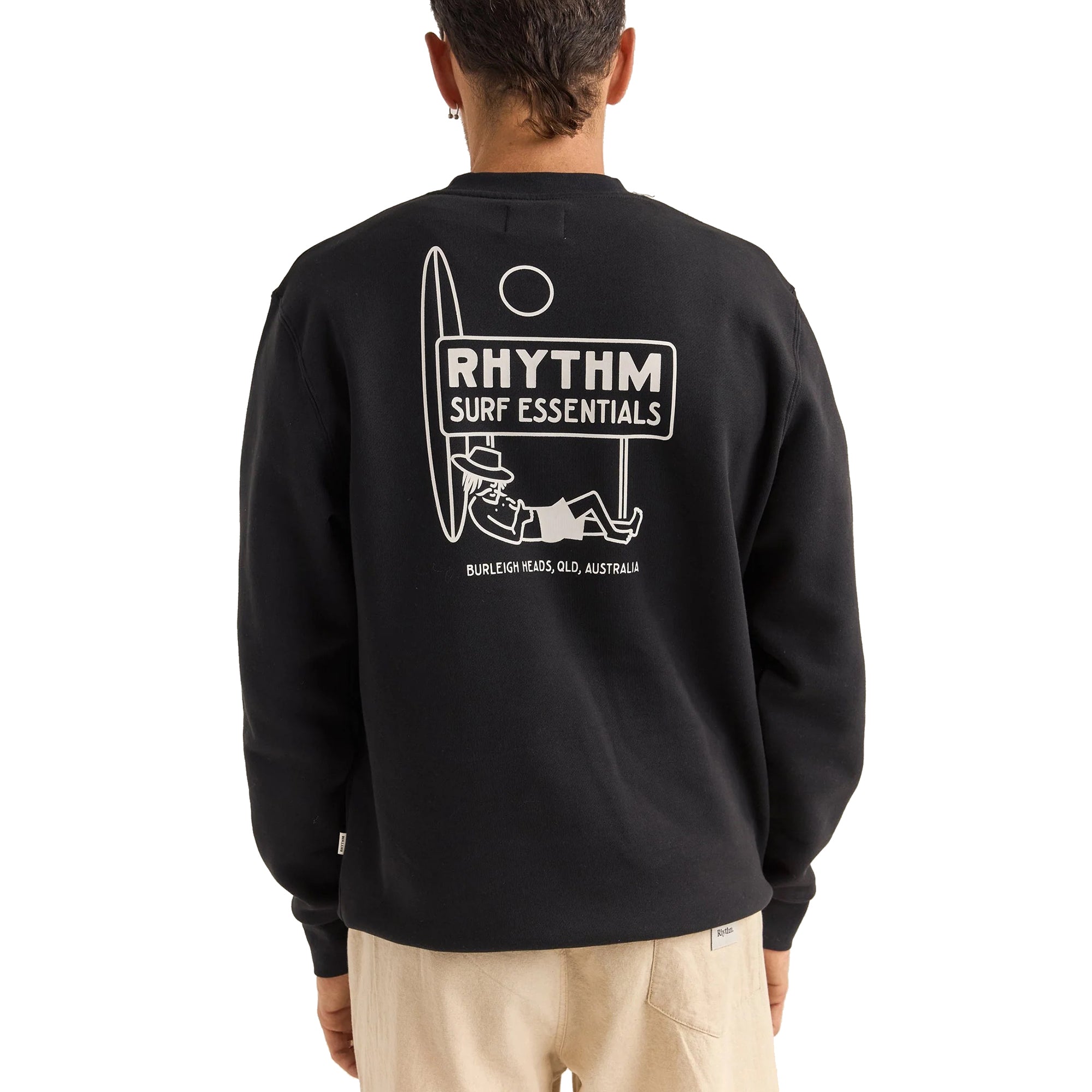 Sudadera Rhythm negra sin capucha surfera