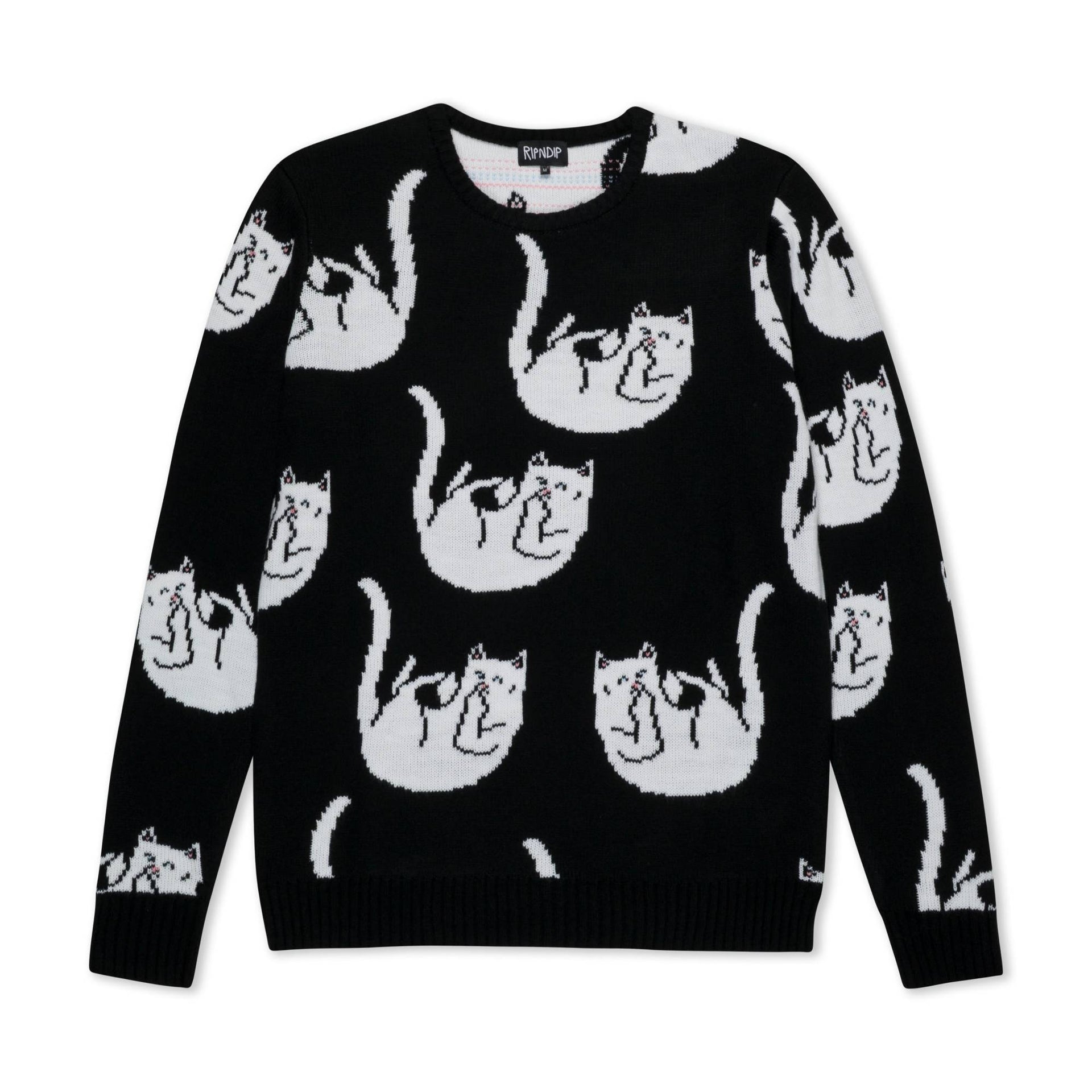 Jersey Ripndip Falling For Nermal Knit Sweater Black