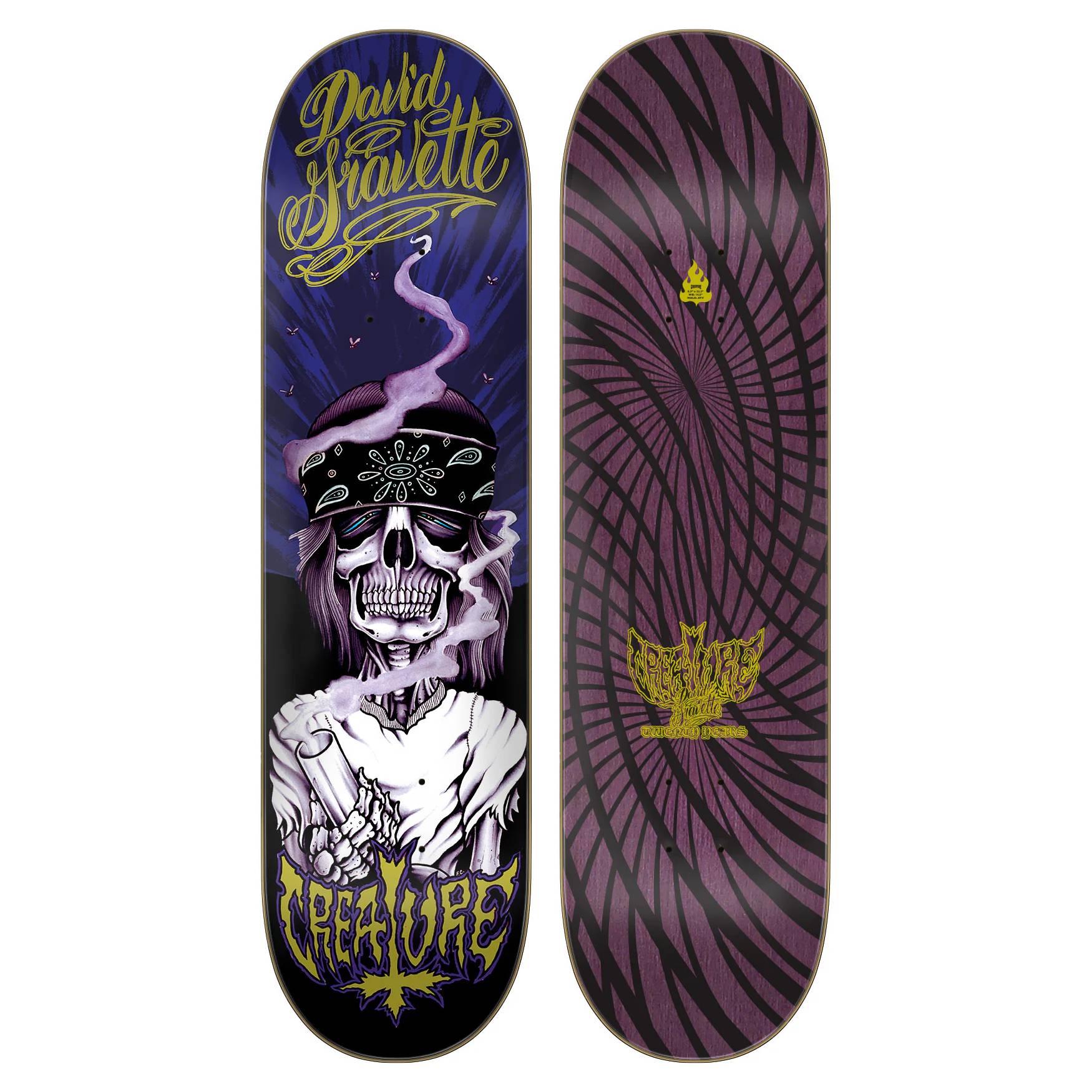 Tabla Skate Creature Gravette Hippie Skull 20th Pro 8.3 + Lija