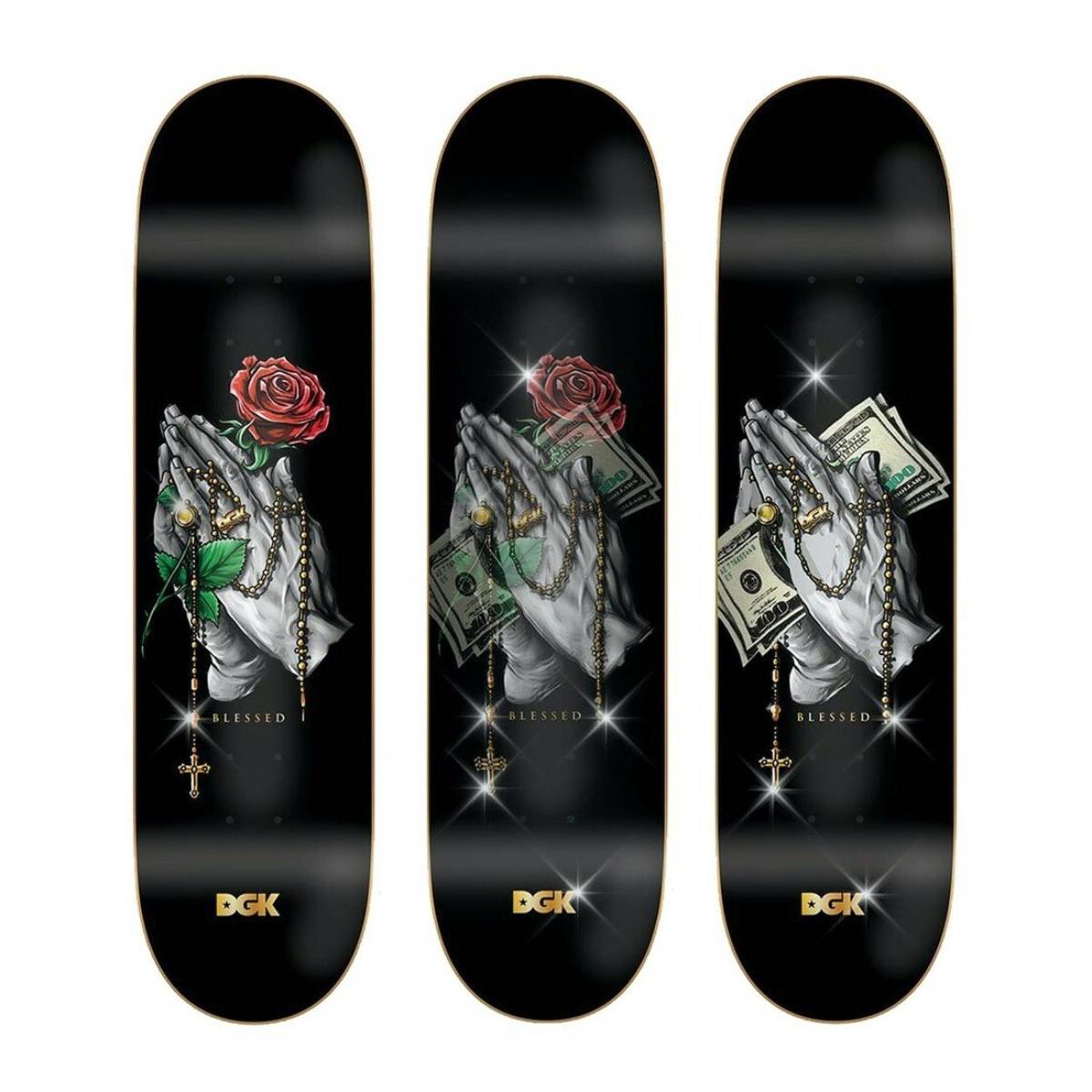 Tabla Skate DGK Rosary Lenticular Black 8.0 + Lija