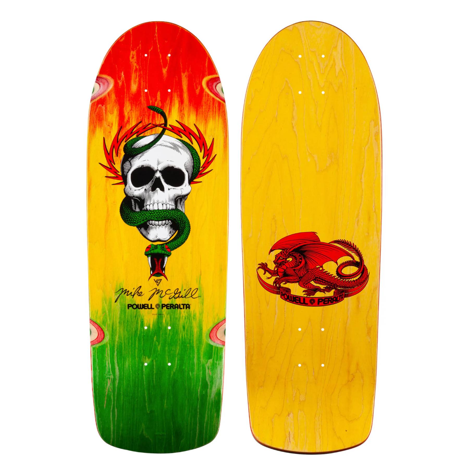 Tabla Skate Powell Peralta Mike McGill OG Skull & Snake Rasta Fade 10.0