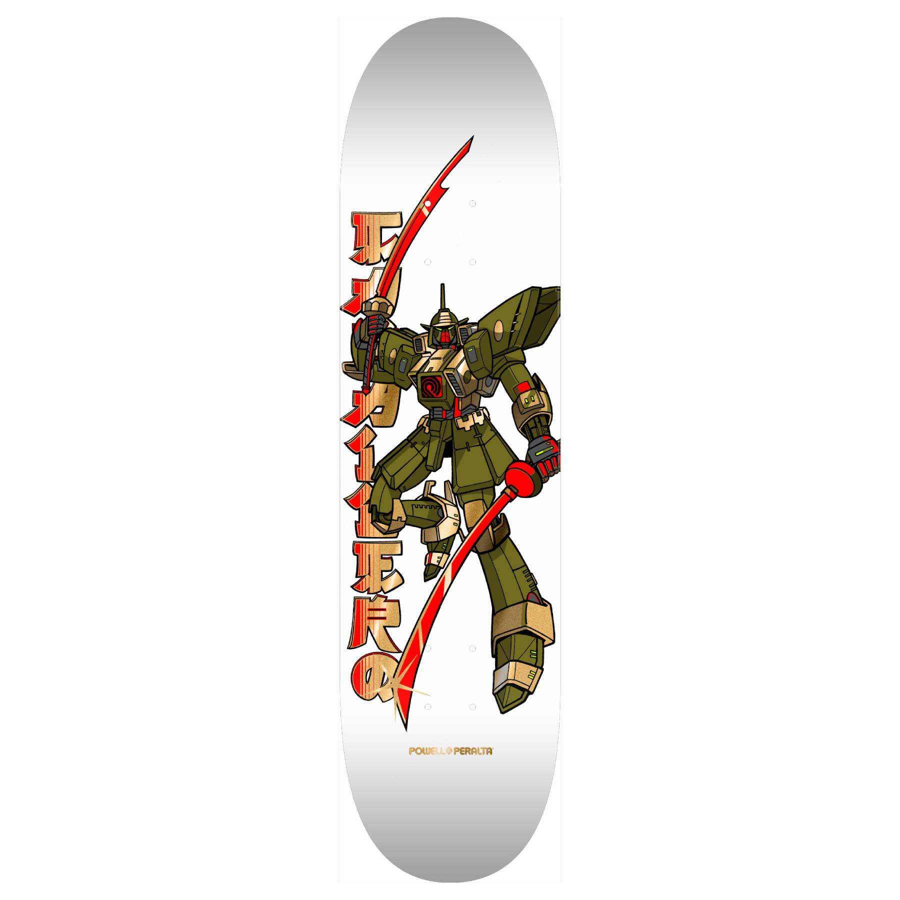 Tabla Skate Powell Peralta Steve Caballero Gundam White Gold Foil 8.25 + Lija