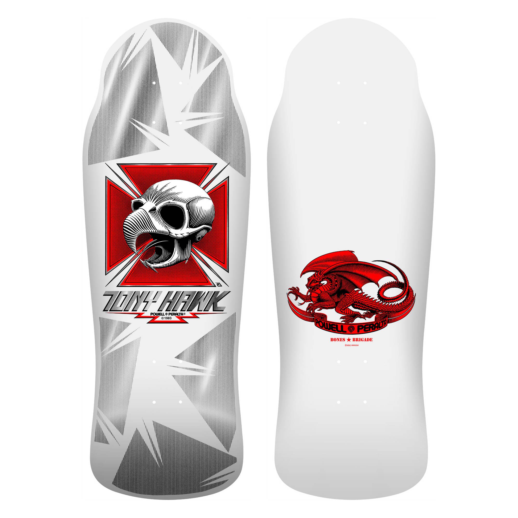 Tabla Skate Powell Peralta Bones Brigade Tony Hawk Series 17 White 10.38