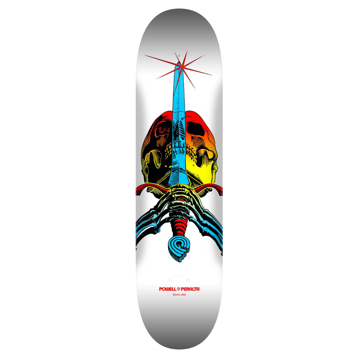 Tabla Skate Powell Peralta Skull & Sword Yellow Fade White 8.25 + Lija