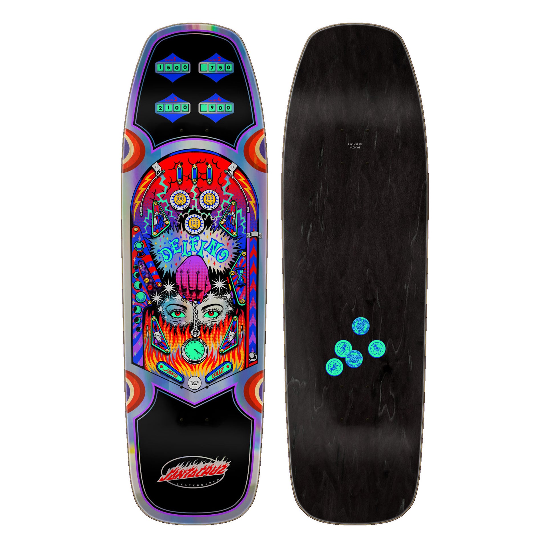 Tabla Skate Santa Cruz Delfino Pinball Pro 9.14