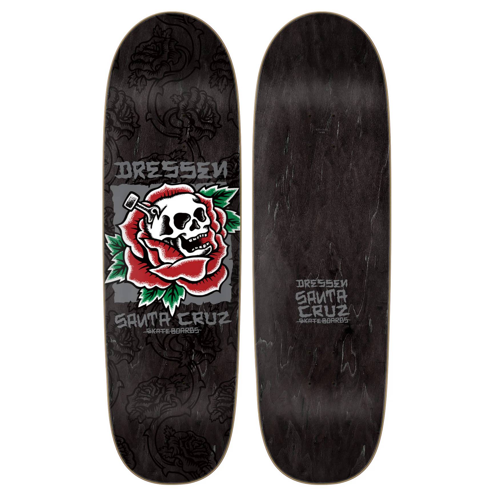 Tabla Skate Santa Cruz Dressen Skull Rose Pro Shaped 9.25