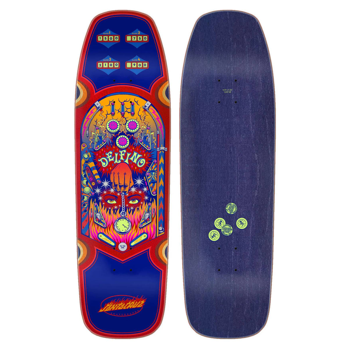 Tabla Skate Santa Cruz Delfino Pinball Pro Shaped 9.14