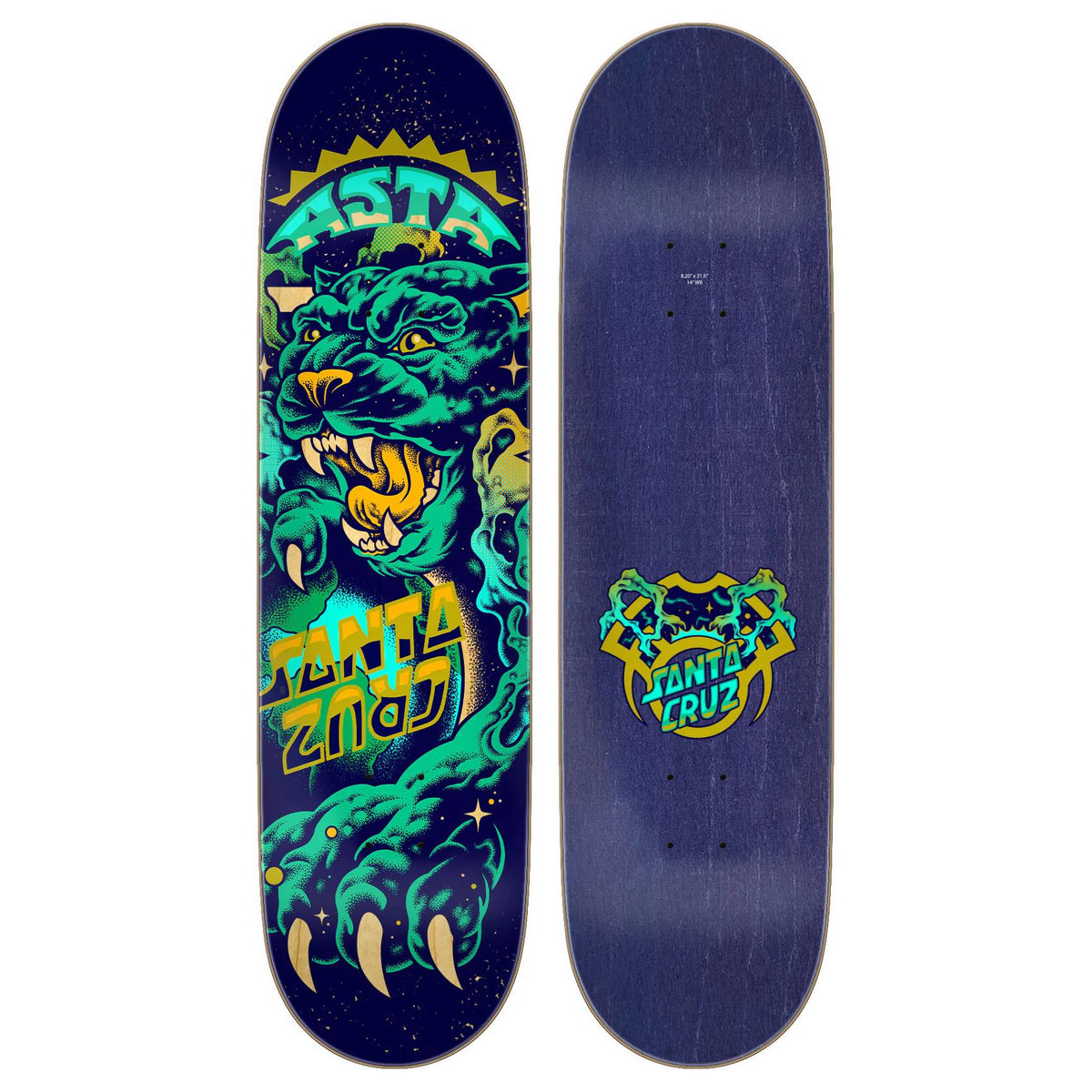 Tabla Skate Santa Cruz Asta Space Cat Twin Pro 8.2 + Lija