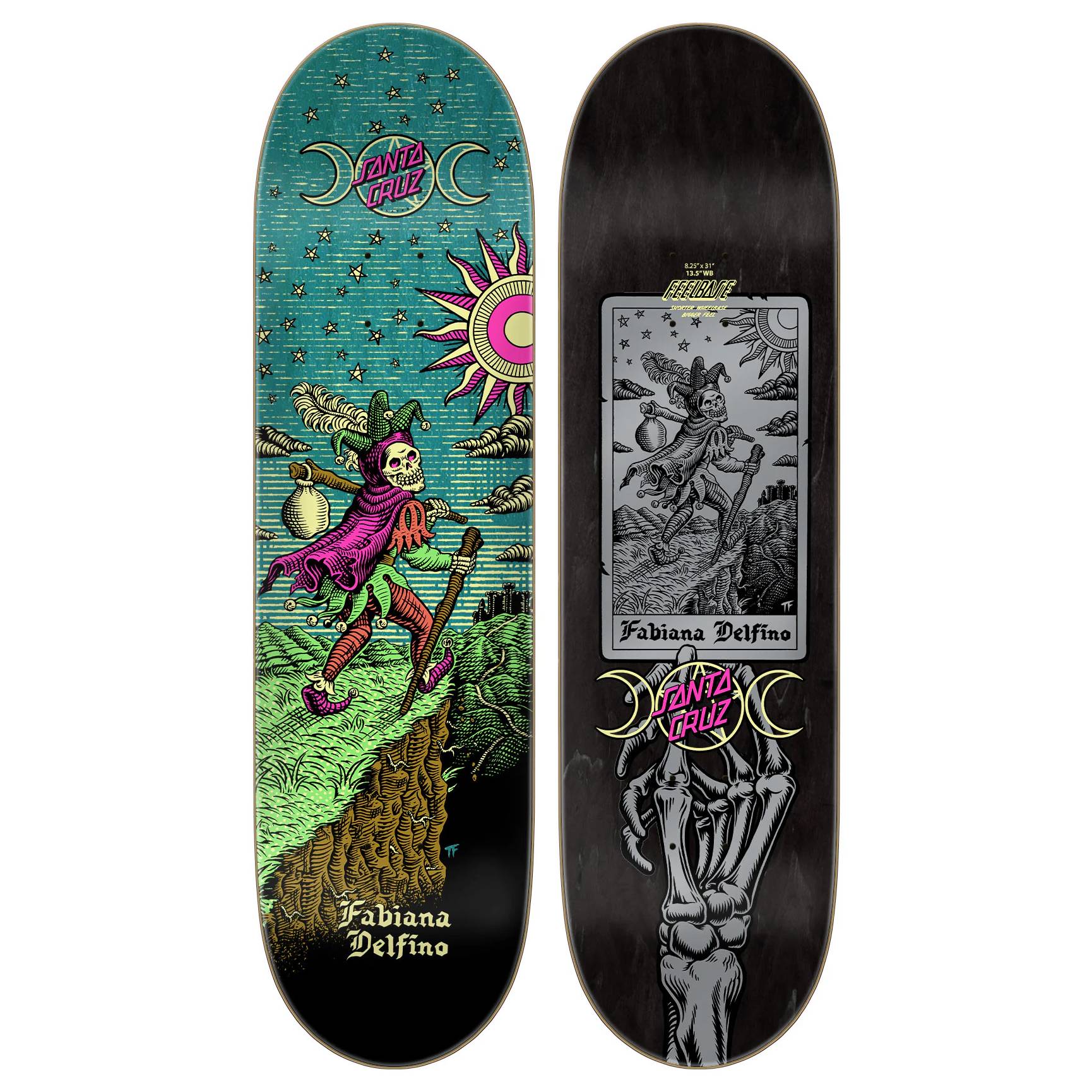 Tabla Skate Santa Cruz Delfino Tarot Remix FeelBase 8.25 + Lija