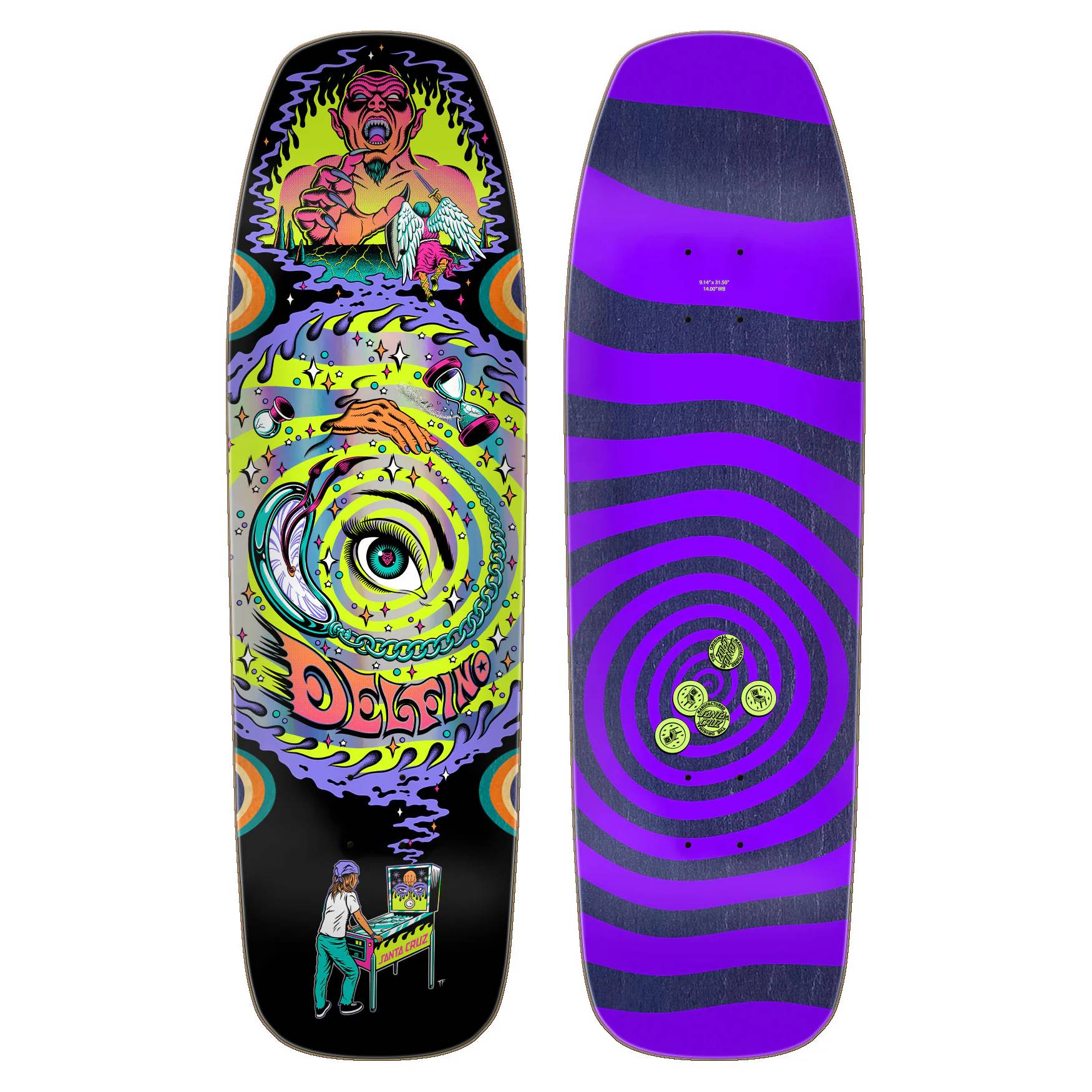 Tabla Skate Santa Cruz Delfino Pinball Vision Pro Shaped 9.14