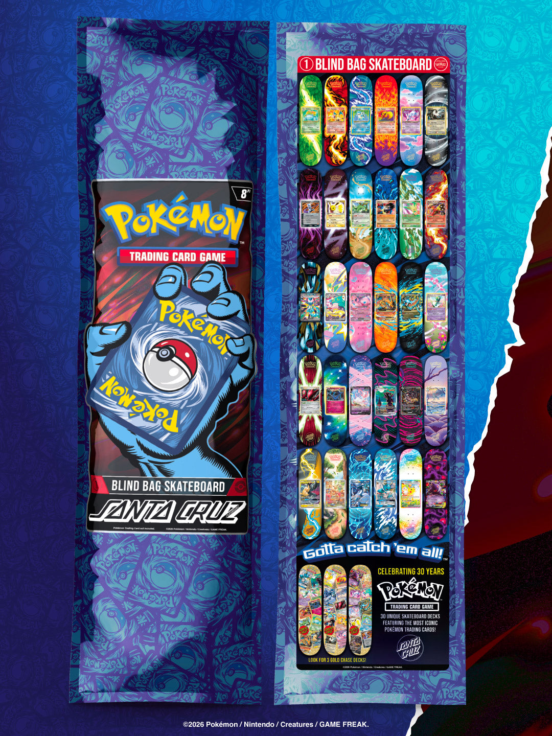 Tabla Skate Santa Cruz X Pokémon TCG Blind Bag 8.0