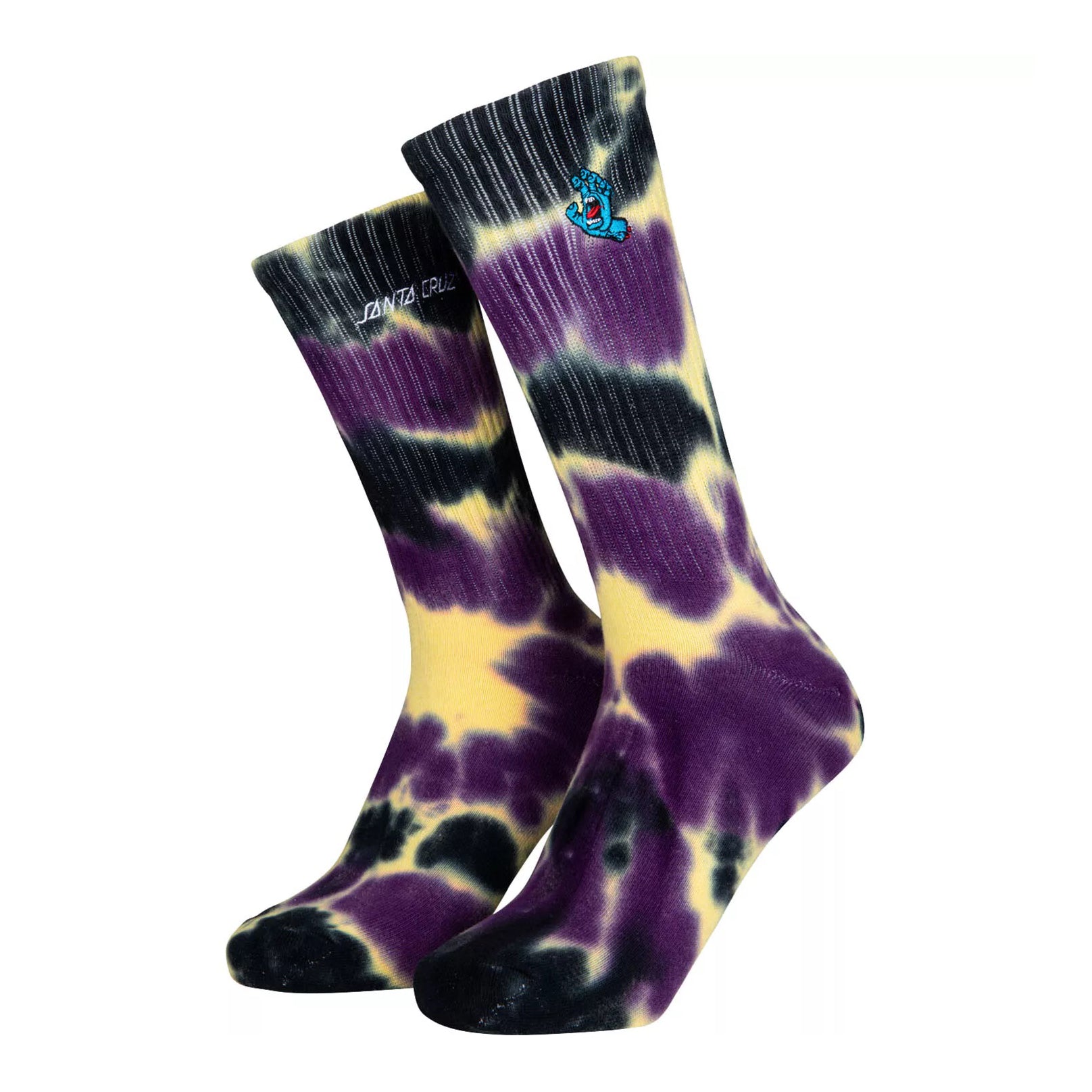 Calcetines Santa Cruz Screaming Mini Hand Purple Yellow Black Tie Dye