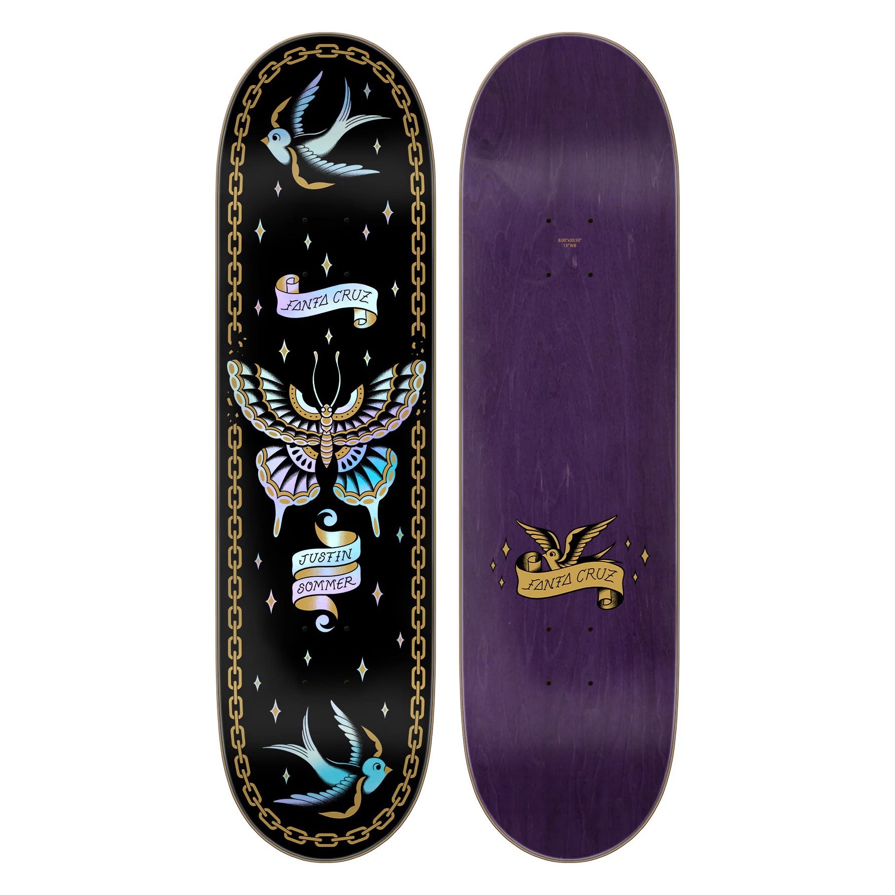 Tabla Skate Santa Cruz Sommer Butterfly Pro 8.0 + Lija