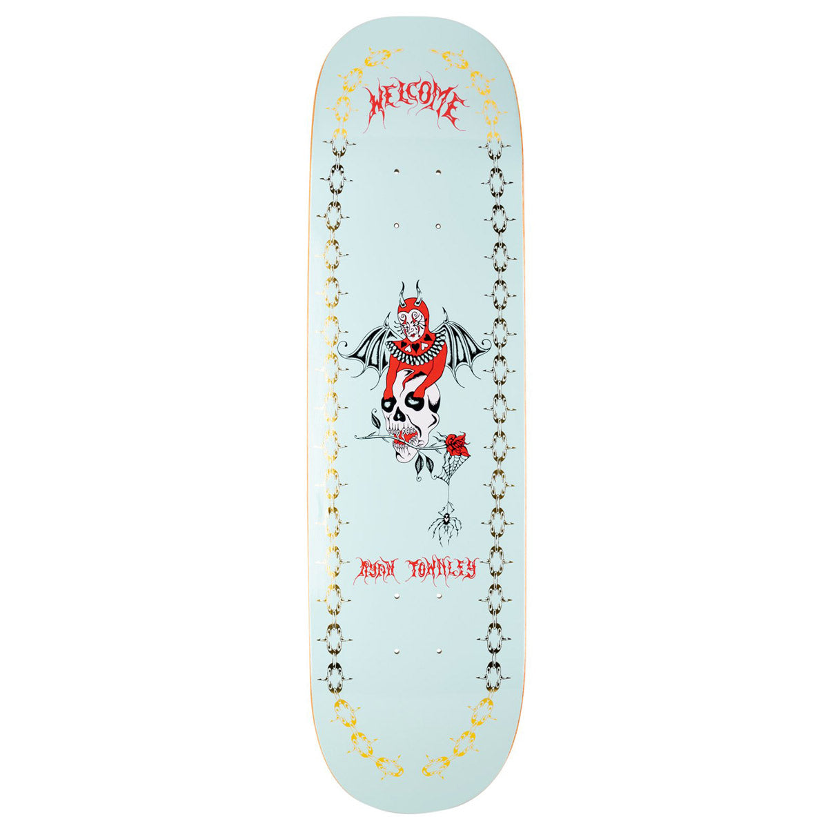 Tabla Skate Welcome Angel Ryan Townley Enenra Light Teal Gold Foil 8.6 + Lija